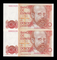 España Spain Pareja 200 Pesetas L. Alas Clarín 1980 Pick 156 Sin Serie Low Serial Sc Unc - [ 4] 1975-… : Juan Carlos I