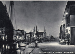 CARTOLINA  CESENATICO,CESENA,EMILIA ROMAGNA-IL CANALE-NOTTURNO-SPIAGGIA,MARE,ESTATE,VACANZA,BELLA ITALIA,VIAGGIATA 1957 - Cesena