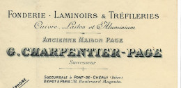 1906  G.CHARPENTIER FONDERIE LAMINOIRS TREFILERIES Valdoie  T. De Belfort Pour Vairet Baudot Briqueterie Devenue Musée - 1900 – 1949