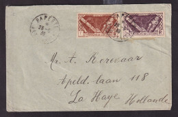441/39 - Enveloppe Bicolore Des TP Océanie - 2 Cachets Diff.PAPEETE 1939 Vers LA HAYE Hollande - Destination PEU COMMUNE - Lettres & Documents