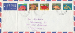 Australia Air Mail Cover Sent To Denmark Topic Stamps FISH (the Cover Is Folded In The Left Side) - Storia Postale