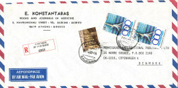 Greece Registered Air Mail Cover Sent To Denmark 1992 - Covers & Documents