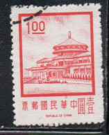 CHINA REPUBLIC CINA TAIWAN FORMOSA 1968 1975 SUN YAT-SEN CHUNGSHAN BUILDING YANGMINGSHAN 1$ USED USATO OBLITERE' - Gebruikt