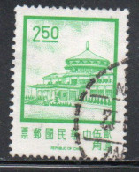 CHINA REPUBLIC CINA TAIWAN FORMOSA 1968 1975 SUN YAT-SEN CHUNGSHAN BUILDING YANGMINGSHAN 2.50$ USED USATO OBLITERE' - Gebraucht