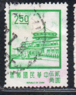 CHINA REPUBLIC CINA TAIWAN FORMOSA 1968 1975 SUN YAT-SEN CHUNGSHAN BUILDING YANGMINGSHAN 2.50$ USED USATO OBLITERE' - Used Stamps