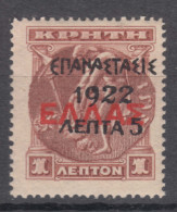 Greece 1922 Issues Of Crete With Overprint Mi#270 Mint Hinged - Ongebruikt