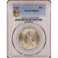Monnaie Gradée PCGS MS65-Etats-Unis Demi Dollar 1945 Philadelphie - 1916-1947: Liberty Walking (Libertà Che Cammina)
