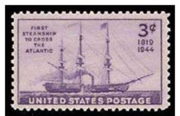 1944 USA Steamship "Savannah" Stamp Sc#923 Ship Flag - Unused Stamps