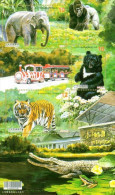 Elephant Black Bear & Tiger Of 2014 100th Taipei Zoo Stamps S/s Chimpanzee Orangutan Train Flower Gorilla Frog Crocodil - Ungebraucht