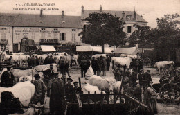 Quarré-les-Tombes (Yonne) Vue Sur La Place Un Jour De Foire, Maquignons Et Bestiaux - Carte 7b - Quarre Les Tombes