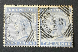 BUSRAH , BRITISH INDIA USED ABROAD 1885 2as Queen Victoria , Left Stamp Has A Pin Hole - Other & Unclassified