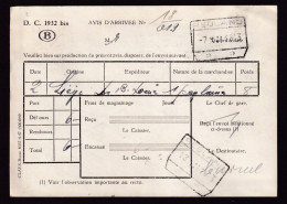 458/39 -- CANTONS DE L'EST - Avis D' Arrivée SNCB TP Service Petit Sceau BURG REULAND 1948 - Cachet De Gare REULAND - Lettres & Documents