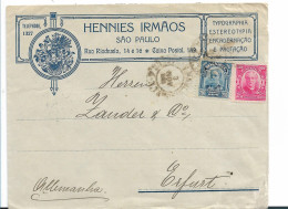 BRASILIEN 181/ Firmenbrief Mit Werbung Vorder- Und Rückseitig 1889 Ex Sao Paulo Nach Erfurt - Briefe U. Dokumente