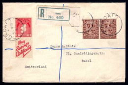 1931-39 1d Attached To Label Buy Savings Certificates With Inv. Wmk., Used With A Pair Of 2½d On R-cover To Basel - Oblitérés