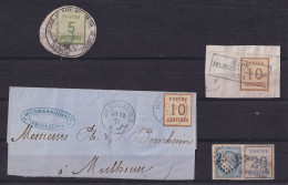575/39 -- Alsace-Lorraine - Petit Ensemble De 4 Fragments , Dont 2 Cachets Cercle Allemands , 1 Mixte - Used Stamps