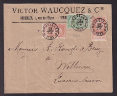 475/39 -- PERFINS/PERFORES - TP Fine Barbe Et Armoirie Perforés V.W.C. S/ Enveloppe Victor Waucquez § Cie Bruxelles 1895 - 1863-09