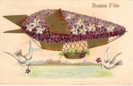Dirigeable En Fleur - Colombe - Illustration Non Signée - Carte Postale Ancienne - Dirigibili