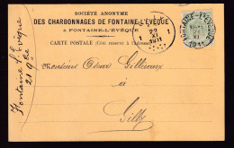 478/39 -- PERFINS/PERFORES - TP Armoirie Perforé F. S/ Carte Charbonnages De FONTAINE L'EVEQUE 1911 - 1909-34