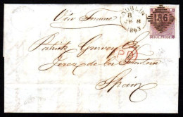 1863 EL To Jerez With 6d Deep Lilac W/o Hair-lines Neatly Tied By Small Dublin Duplex - Prephilately