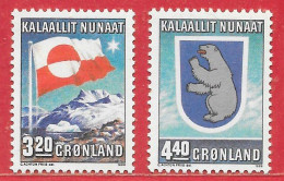 Danemark Groenland N°183 & 184 Drapeau Flag Armoiries Arms 1989 ** - Neufs