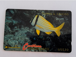 TURKS & CAICOS ISLANDS $ 20,00  GPT CARD  PORK  FISH    T&C -1D  1CTCD       Fine Used  Card  **13690** - Turcas Y Caicos (Islas)