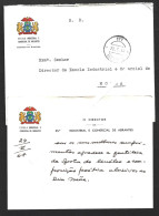 Carta Escola Industrial E Comercial De Abrantes 1967, SR Isenta De Porte Obliteração De Abrantes. Logo Escola, Leão Roda - Briefe U. Dokumente