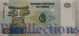 CONGO DEMOCRATIC REPUBLIC 10 FRANCS 1997 PICK 87B UNC - República Democrática Del Congo & Zaire