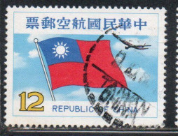 CHINA REPUBLIC CINA TAIWAN FORMOSA 1980 AIR POST MAIL AIRMAIL NATIONAL FLAG JET 12$ USED USATO OBLITERE' - Luchtpost