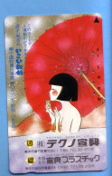 Japan Japon Telefonkarte Phonecard -  Girl Femme Women Frau  Schirm - Personnages