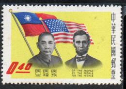 CHINA REPUBLIC CINA TAIWAN FORMOSA 1959 SUN YAT-SEN PRESIDENT LINCOLN FLAGS 40c MNH - Nuevos