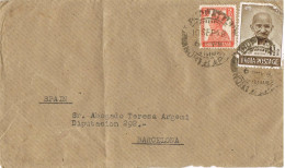 50752. Carta Aerea TIRUPATTUR (India Inglesa) Domibio Britanico 1948. Franqueo Mixto GHANDI Y Rey - Lettres & Documents