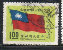 CHINA REPUBLIC CINA TAIWAN FORMOSA 1968 CONSTITUTION FLAG 2$ USED USATO OBLITERE' - Gebraucht