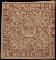 Newfoundland 1862-64 1d Chocolate-brown 3 Margins Unused Without Gum. - 1857-1861