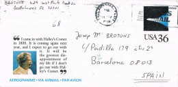 50759. Aerograma, Correo Aereo TALAHASEE (Florida) USA 1987. MARK TWAIN, Escritor. Halley Comet, Space - 3a. 1961-… Oblitérés