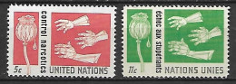 NATIONS - UNIES    -    1964 .  Y&T N° 127 / 128 ** .  Drogues / Mains / Pavot. - Ongebruikt