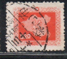 CHINA REPUBLIC CINA TAIWAN FORMOSA 1957 MAP OF ISLE 20c USED USATO OBLITERE' - Used Stamps