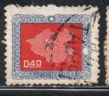 CHINA REPUBLIC CINA TAIWAN FORMOSA 1957 MAP OF ISLE 40c USED USATO OBLITERE' - Gebruikt