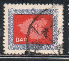 CHINA REPUBLIC CINA TAIWAN FORMOSA 1957 MAP OF ISLE 40c USED USATO OBLITERE' - Used Stamps