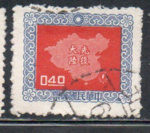 CHINA REPUBLIC CINA TAIWAN FORMOSA 1957 MAP OF ISLE 40c USED USATO OBLITERE' - Usados