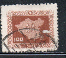 CHINA REPUBLIC CINA TAIWAN FORMOSA 1957 MAP OF ISLE 1$ USED USATO OBLITERE' - Gebruikt