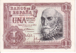 BILLETE DE ESPAÑA DE 1 PTA DEL AÑO 1953 SERIE 1G SIN CIRCULAR (UNC) (BANKNOTE) - 1-2 Pesetas