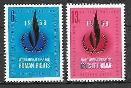 NATIONS - UNIES    -    1968 .  Y&T N° 184 / 185 ** .  Droits De L' Homme. - Ongebruikt