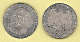 Germany 5 Deutsche Mark 1983 J Karl Marx Germania Deutschland Germany - Conmemorativas