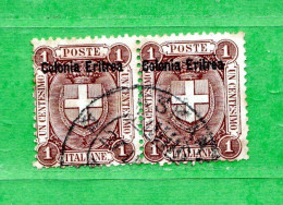 (Us8) ERITREA ° 1895-99 - Francobolli D'Italia. 1 C. Coppia.  Sass. 12 .  Come Scansione. - Eritrea
