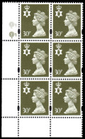 Northern Ireland 1993 30p Deep Olive-grey Litho Cylinder Block 1 Unmounted Mint. - Northern Ireland