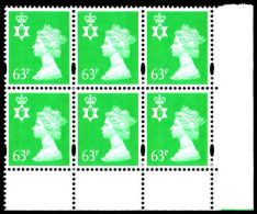 Northern Ireland 1993-2000 63p Light Emerald Photo Harrison Elliptical Perf. Block Of 6 Unmounted Mint.  - Northern Ireland