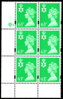 Northern Ireland 1996 63p Light Emerald Litho Cylinder Block 1 Unmounted Mint. - Northern Ireland