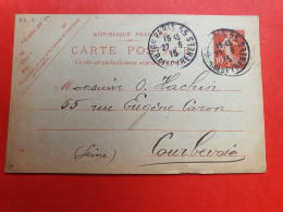 Entier Postal Semeuse De Paris Pour Courbevoie En 1915 - Réf 1175 - Cartes Postales Types Et TSC (avant 1995)