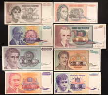 YUGOSLAVIA 13 Banconote Da 1000000 A 500000000000 DINARA 1993 Bb/q.fds  Lotto.4638 - Yougoslavie