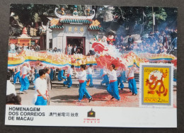 Macau Macao Year Of The Dragon 1988 Chinese Lunar Zodiac Dance (maxicard) - Cartas & Documentos